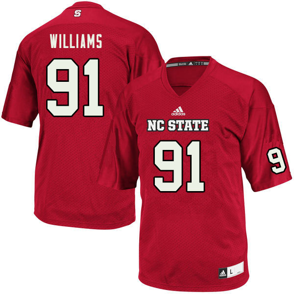 Men #91 Jerome Williams NC State Wolfpack College Football Jerseys Sale-Red - Click Image to Close